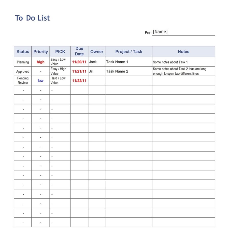 Blank To-Do List Template