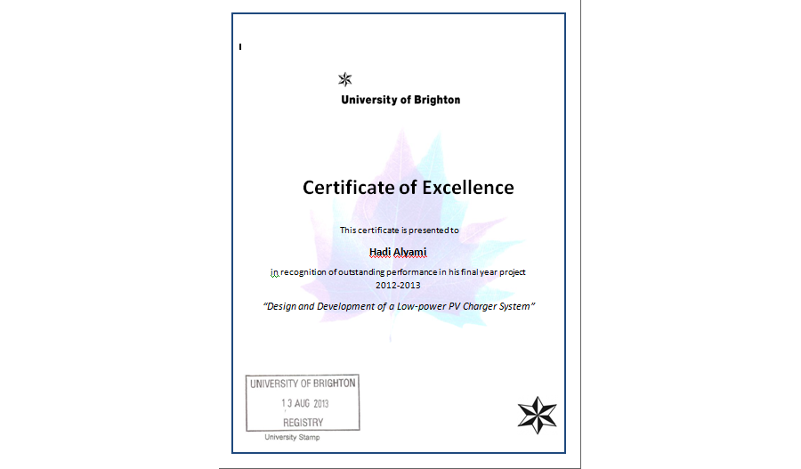 Certificate of Excellence 07