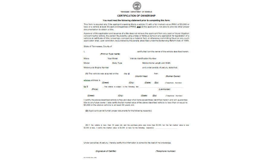 Certificate of Ownership Template PDF
