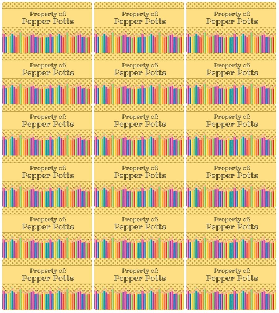 Colorful Crayons Classroom Property Label