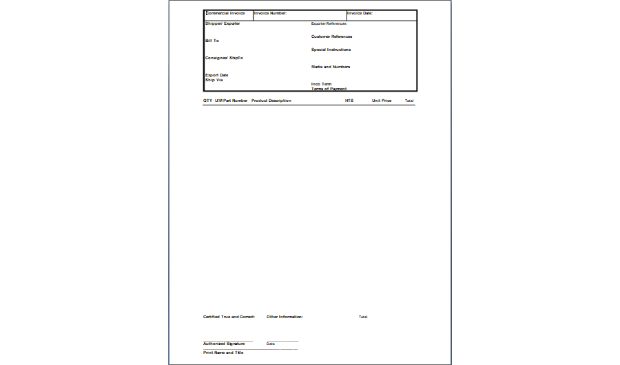 Commercial Invoice Template 04