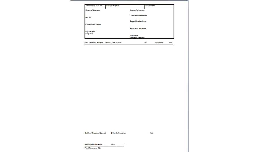 Commercial Invoice Template 05