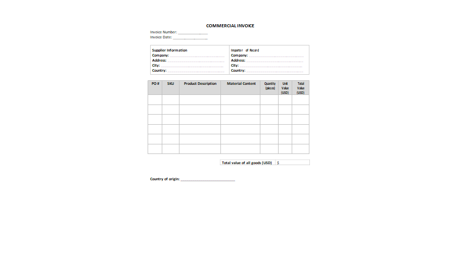 Commercial Invoice Template 08