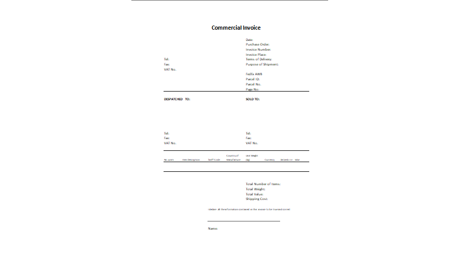 Commercial Invoice Template 16