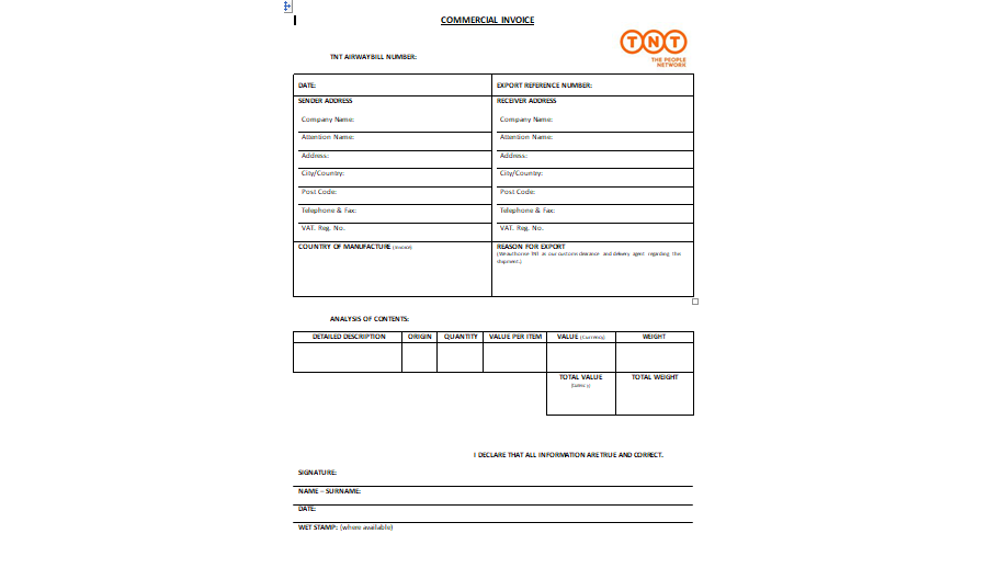 Commercial Invoice Template 21