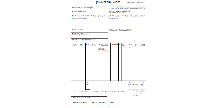 Commercial Invoice Template 22
