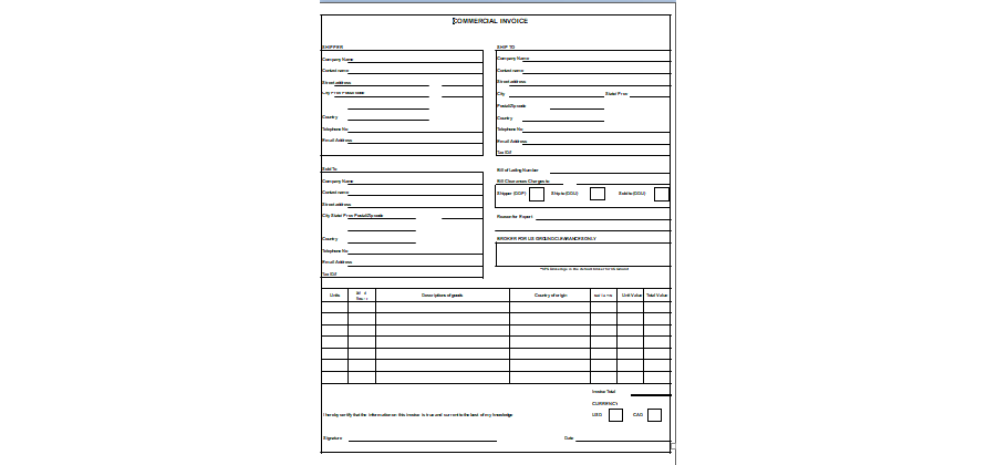 Commercial Invoice Template 23