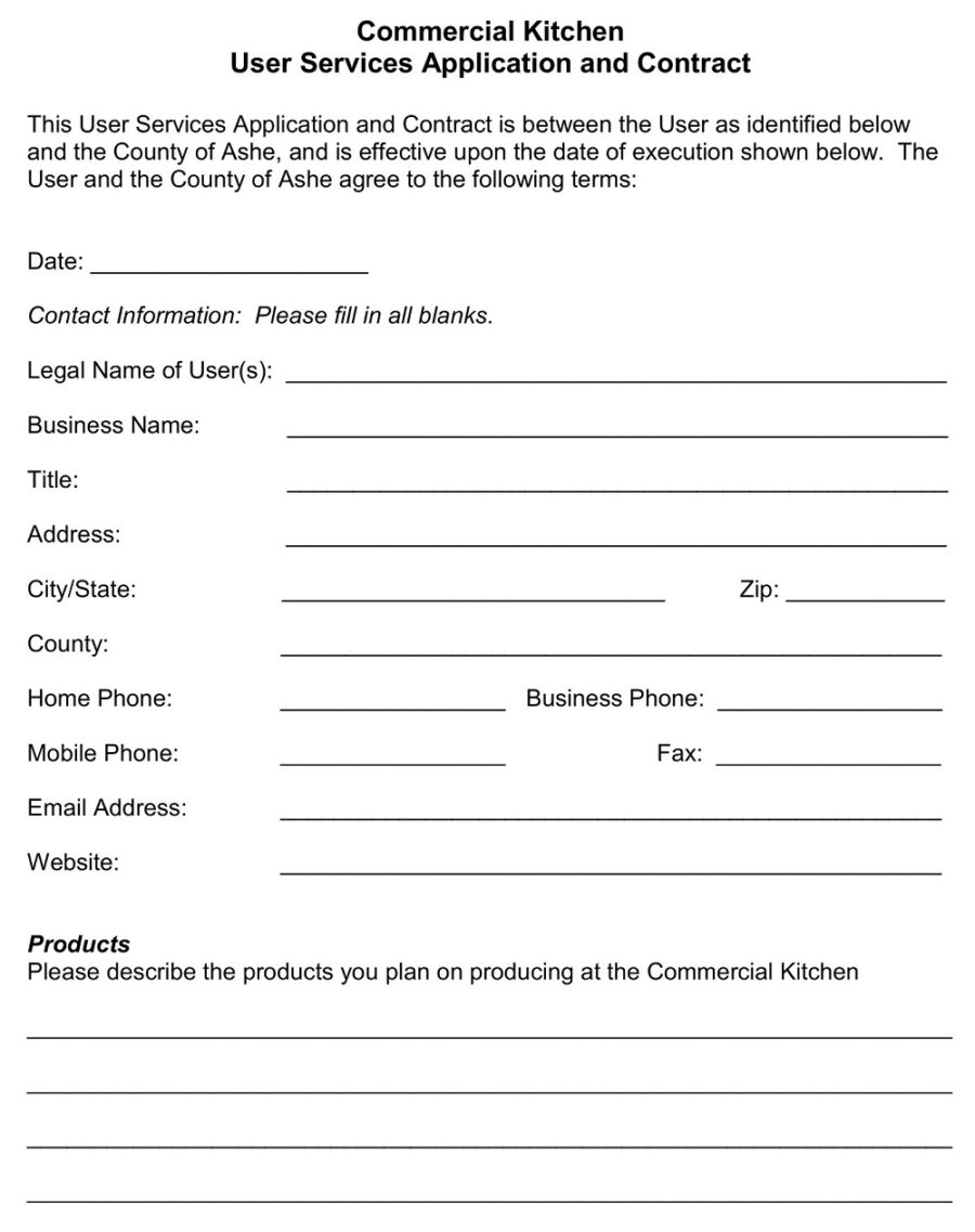 Commercial Kitchen Manager Contract Template