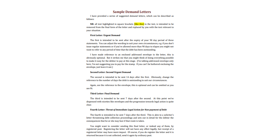 Demand For Payment Letter 07