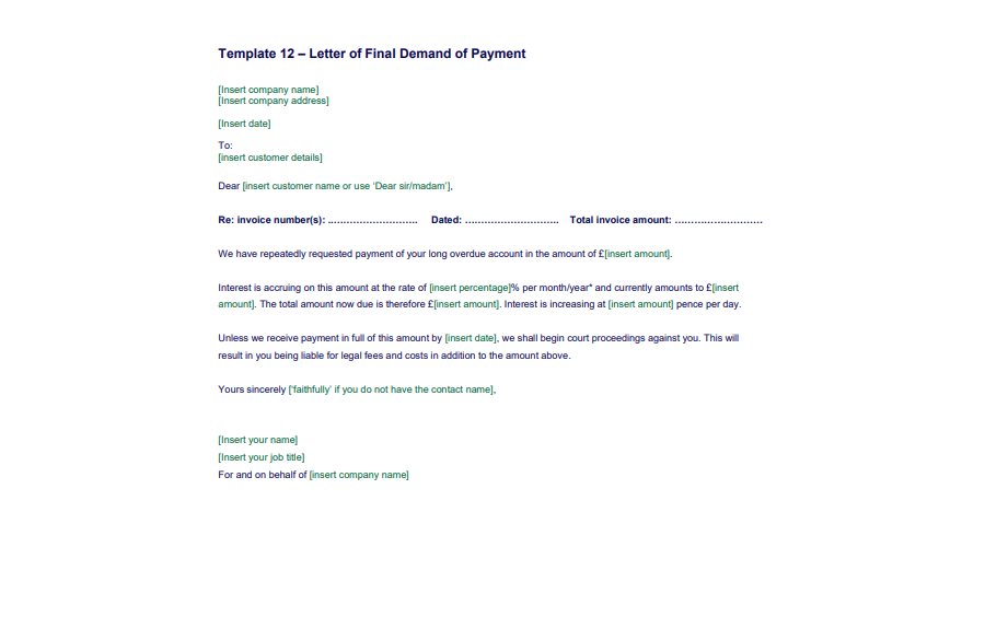 Demand For Payment Letter 11
