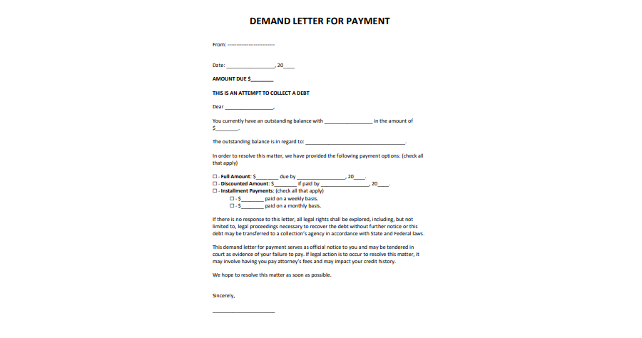 Demand For Payment Letter 14