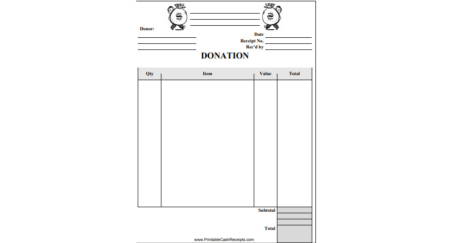 Printable Donation Receipt Word