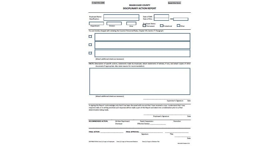 Printable Employee Disciplinary Action Form