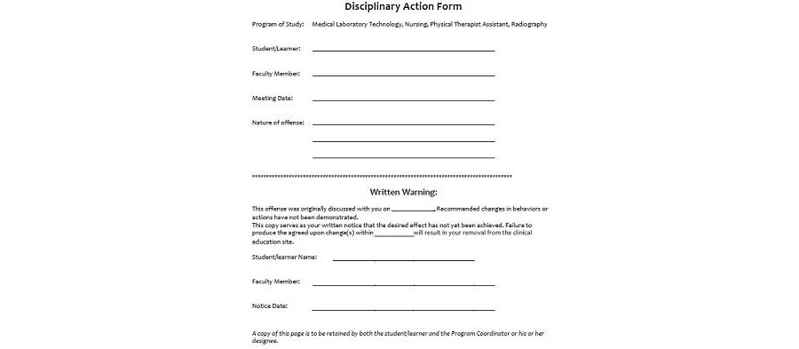 Employee Disciplinary Action Form 10
