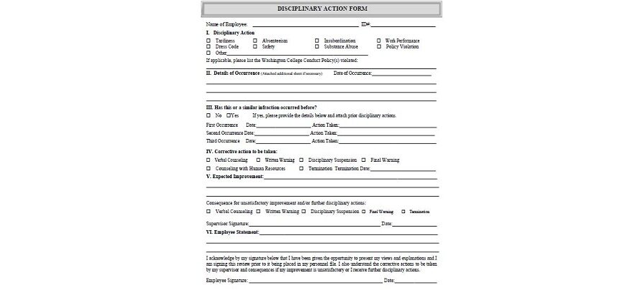 Employee Disciplinary Action Form 11