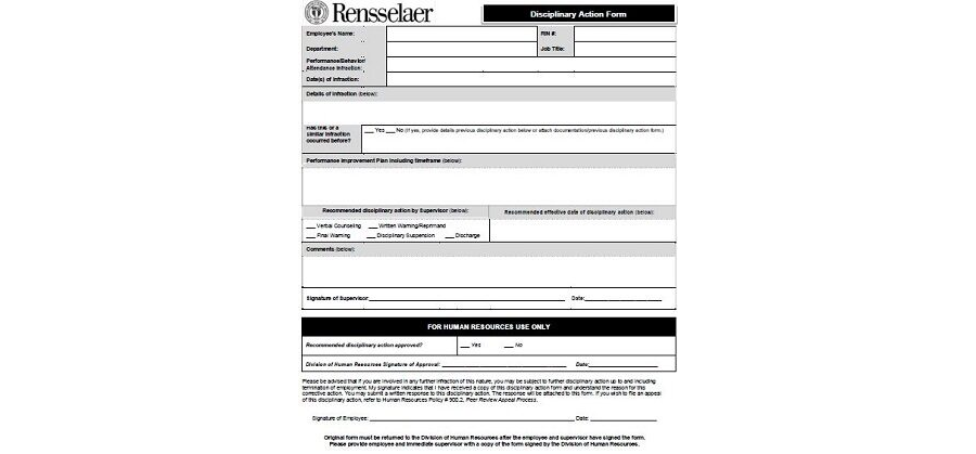 Employee Disciplinary Action Form 15