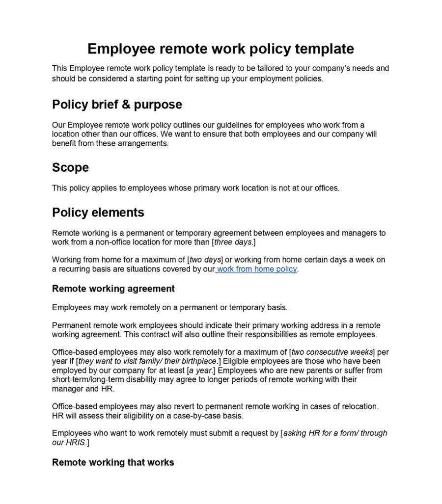 Employee Remote Work Policy