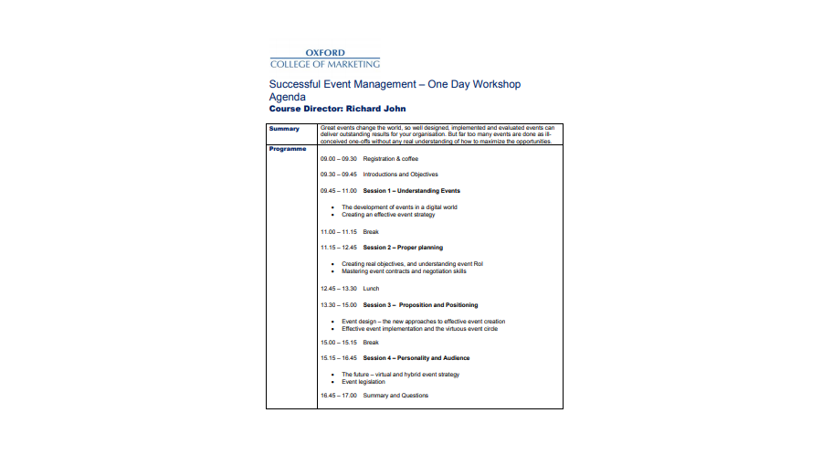 Event management meeting agenda Template