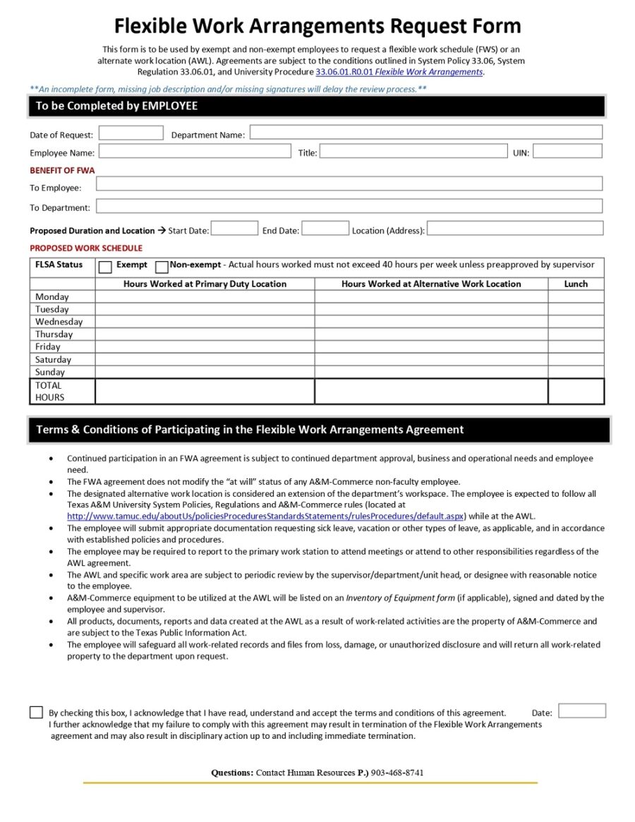 Flexible Work Arrangement Request Form