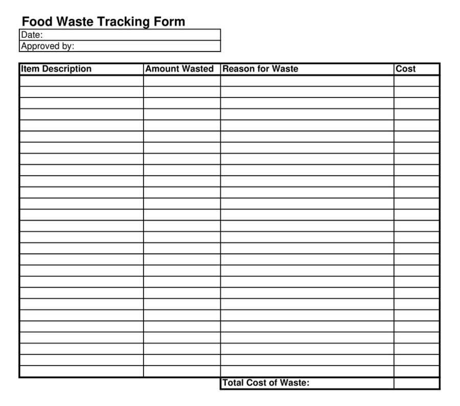 Food Waste Tracking Form