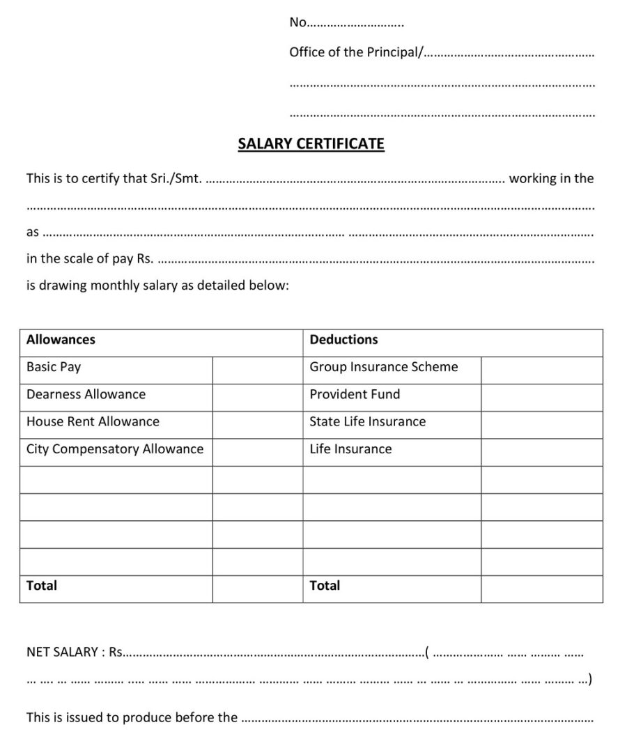 Gross Salary Certificate Template