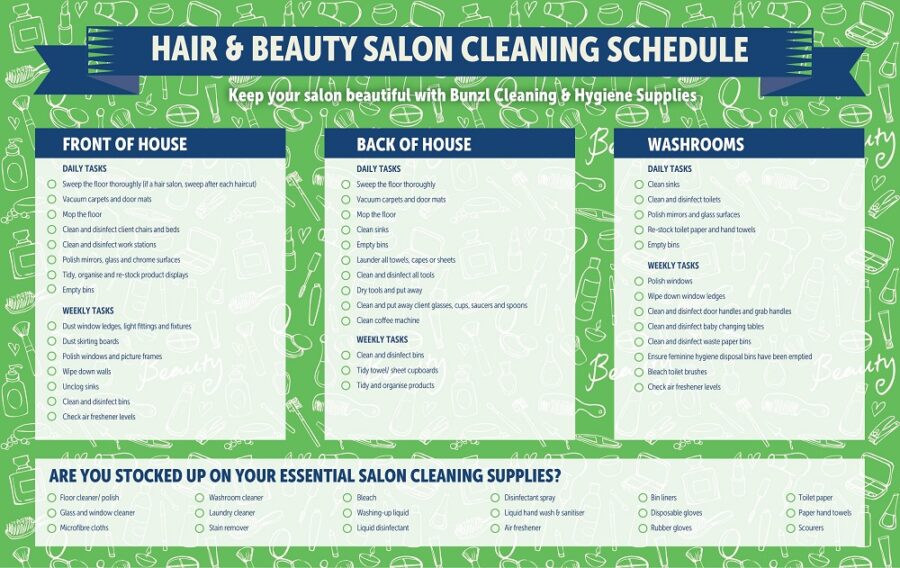 Hair & Beauty Salon Cleaning Schedule Checklist