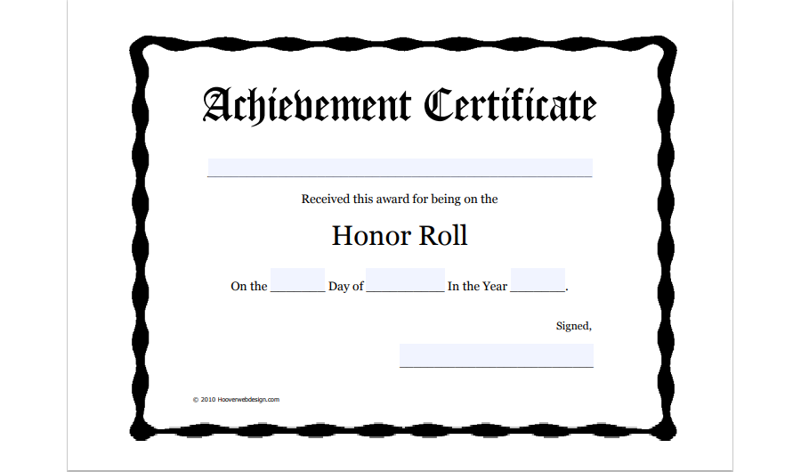 Honor Roll Certificate 03