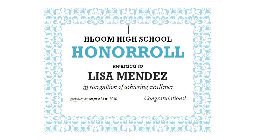 Honor Roll  Certificate 09