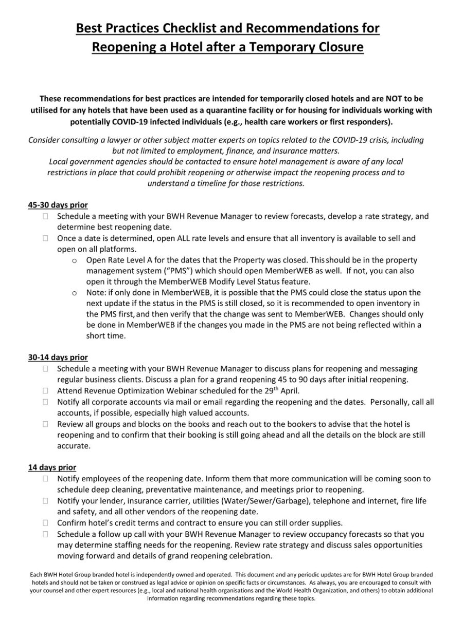 Hotel Shift Change Checklist Template