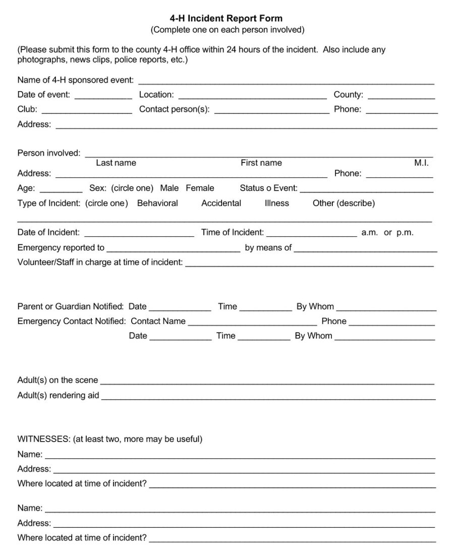 Incident Report Form Example
