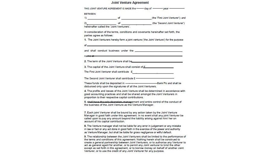 Joint Venture Agreement Template 06