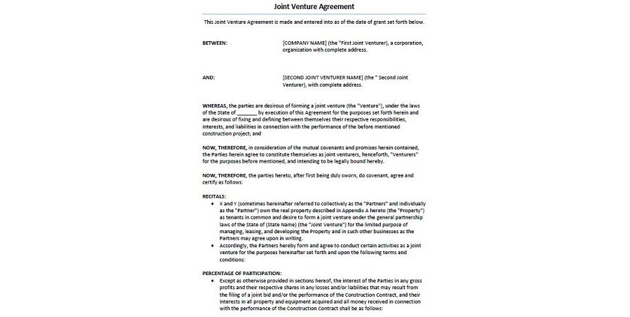 Joint Venture Agreement Template 10