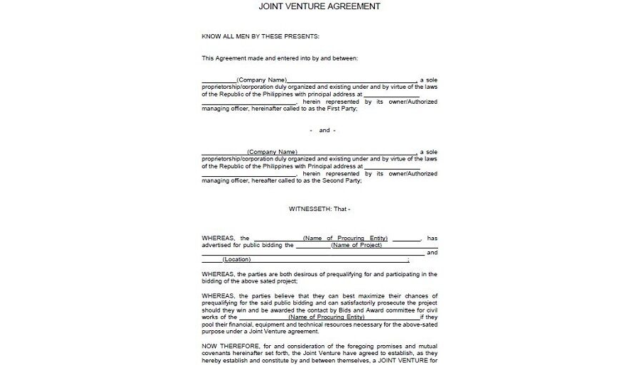 Joint Venture Agreement Template 15