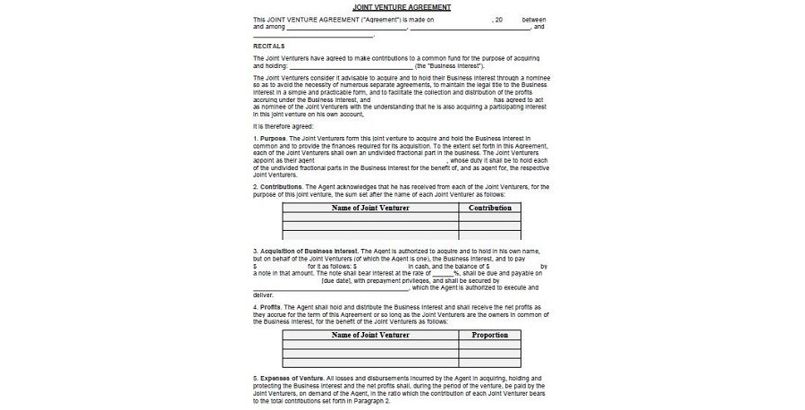 Joint Venture Agreement Template 17