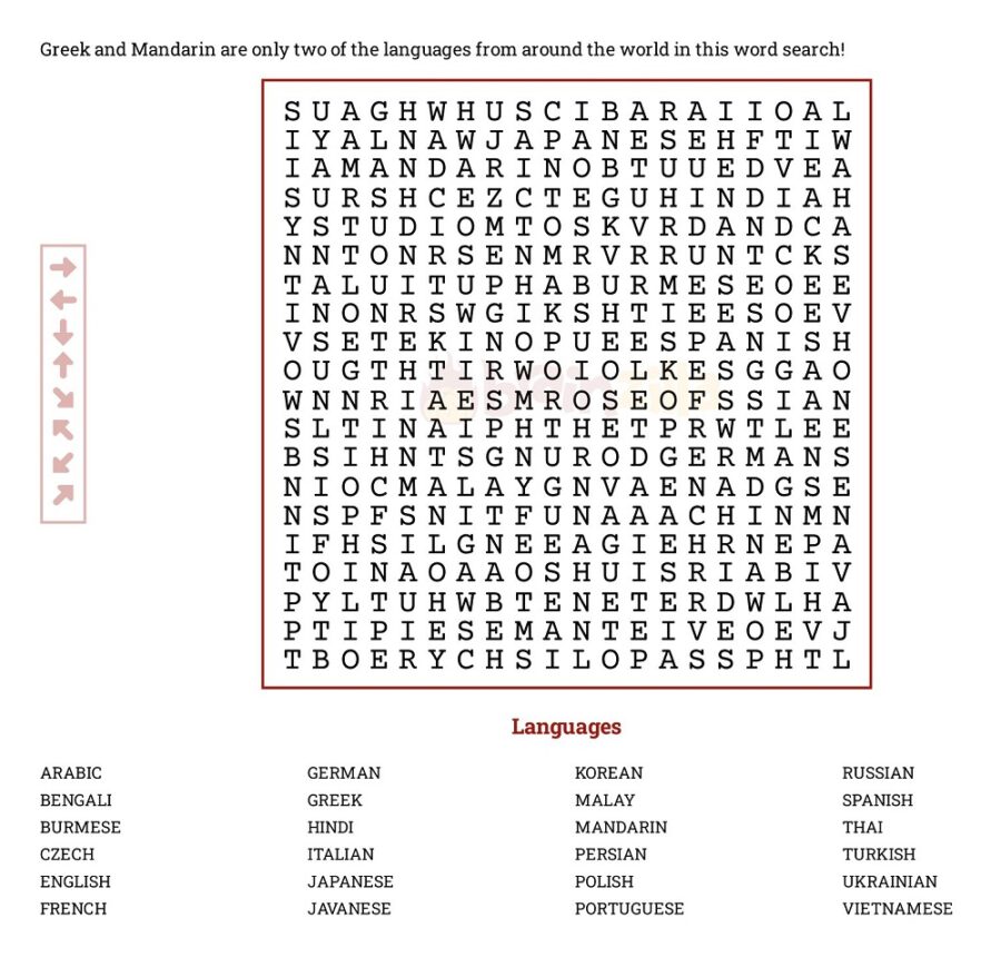 Languages Word Search Puzzle