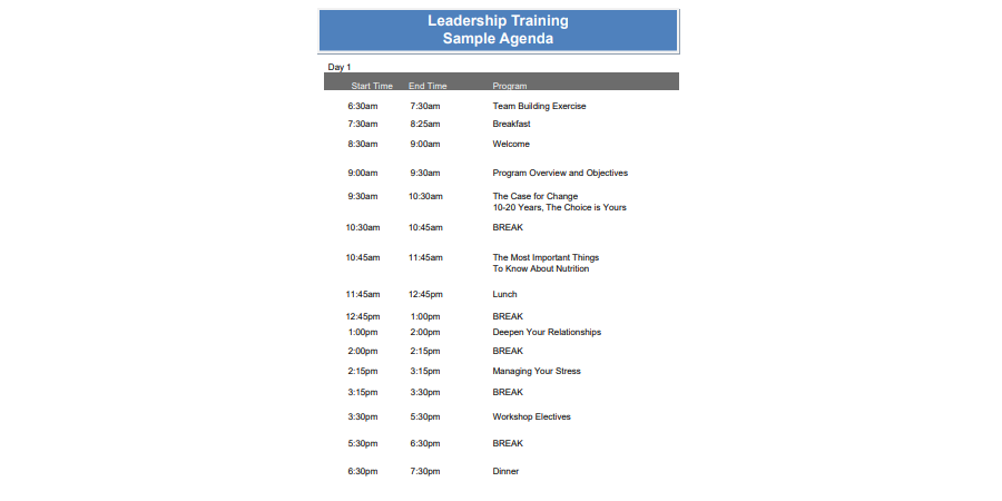 Leadership Training Agenda