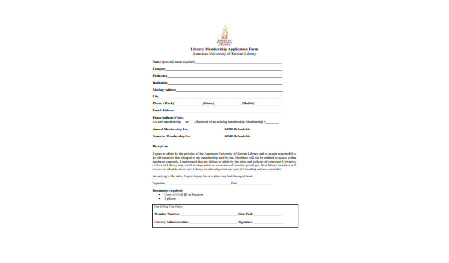 Library Membership Application Form
