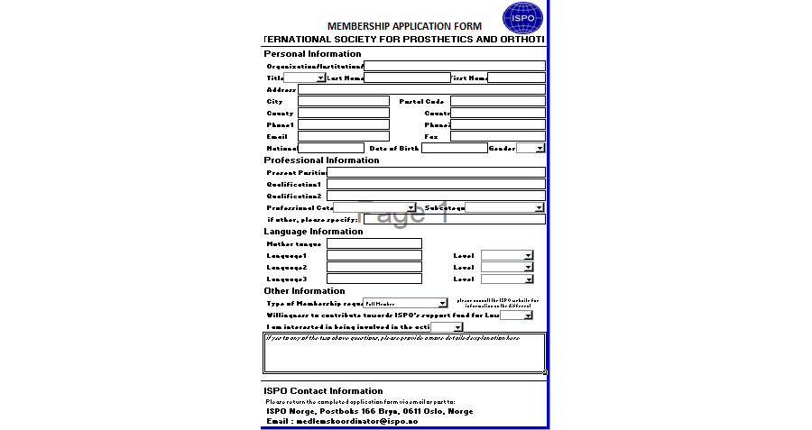 International Security Membership Application