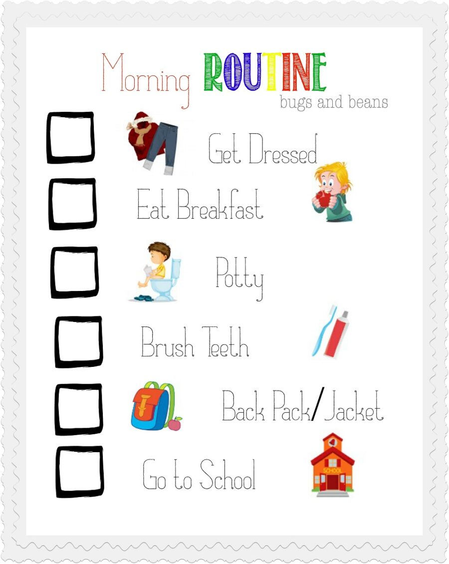 Morning Routine Chore Chart Clip Art