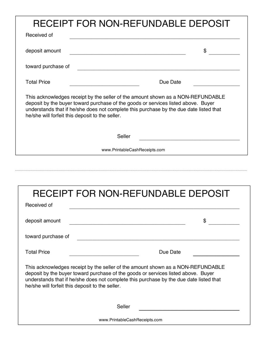 Non-refundable Deposit Receipt