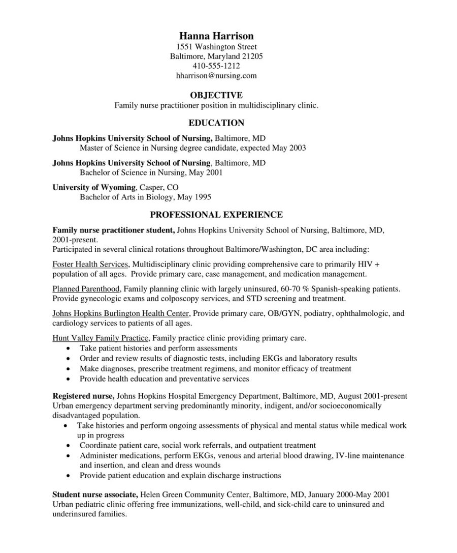 Nurse Practitioner with 1 Year Experience Resume