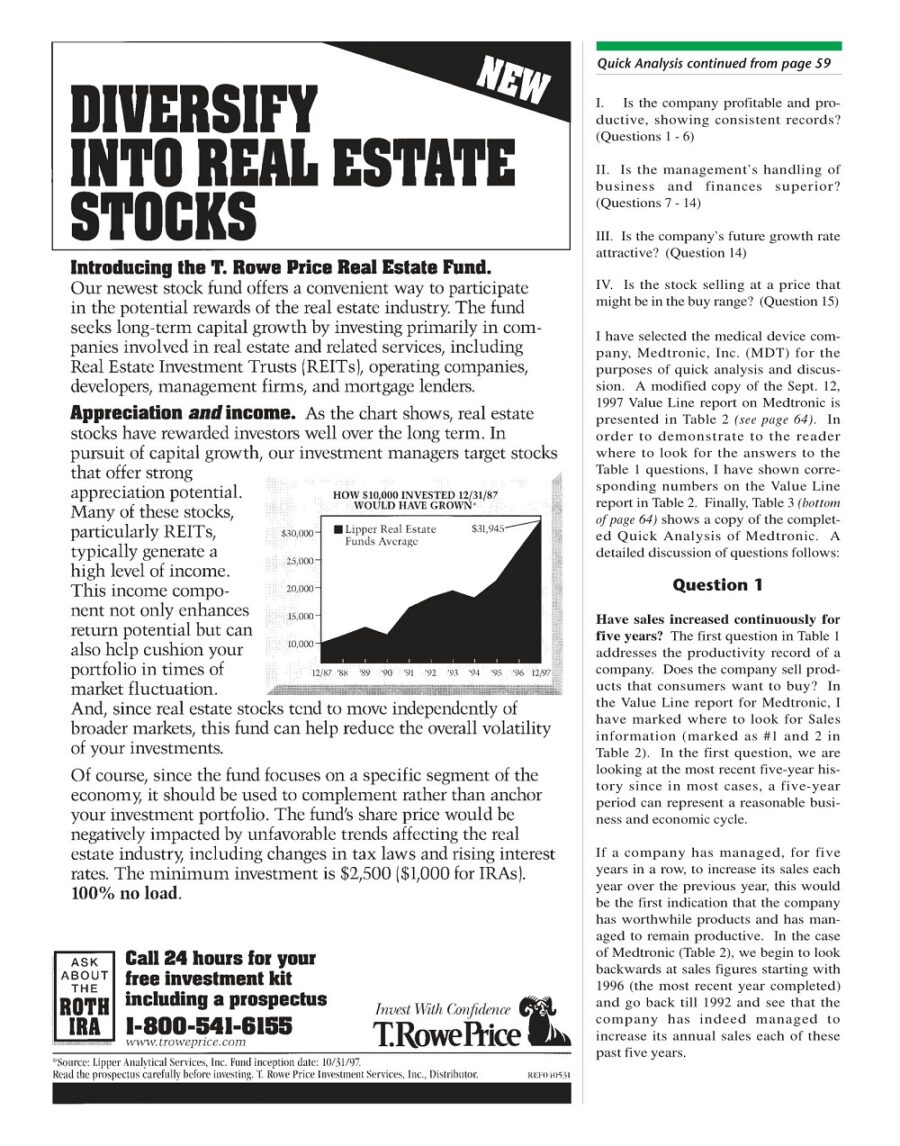 One Page Quick Analysis of a Stock PDF