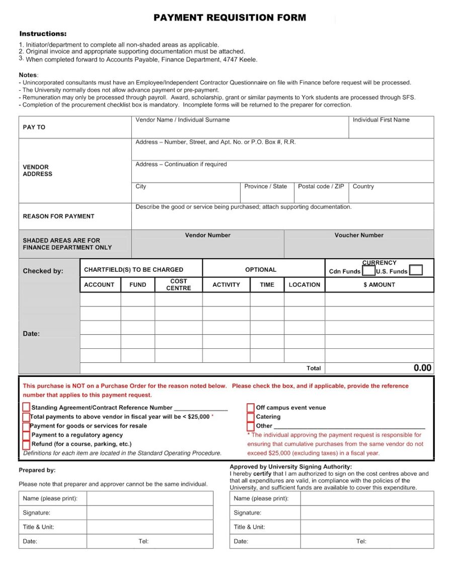 Payment Requisition Form Template
