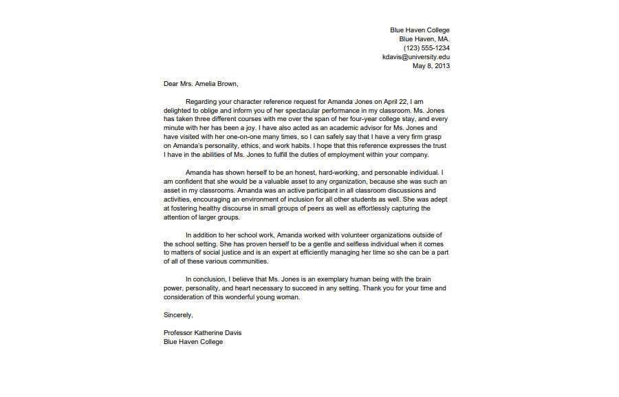 Personal Reference letter Template 8