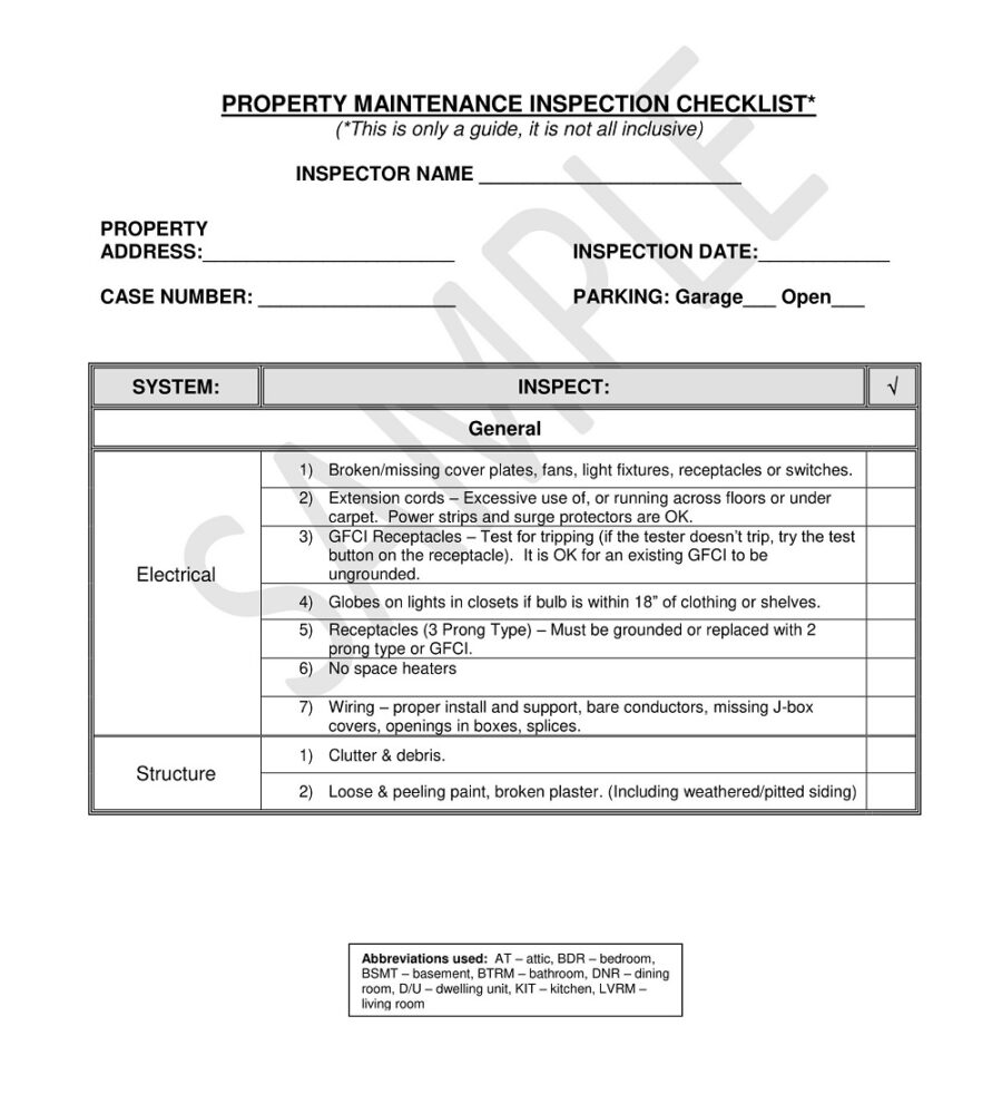 Plumbing System Maintenance Checklist