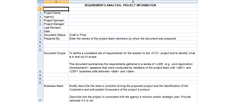 Project Requirements  Analysis