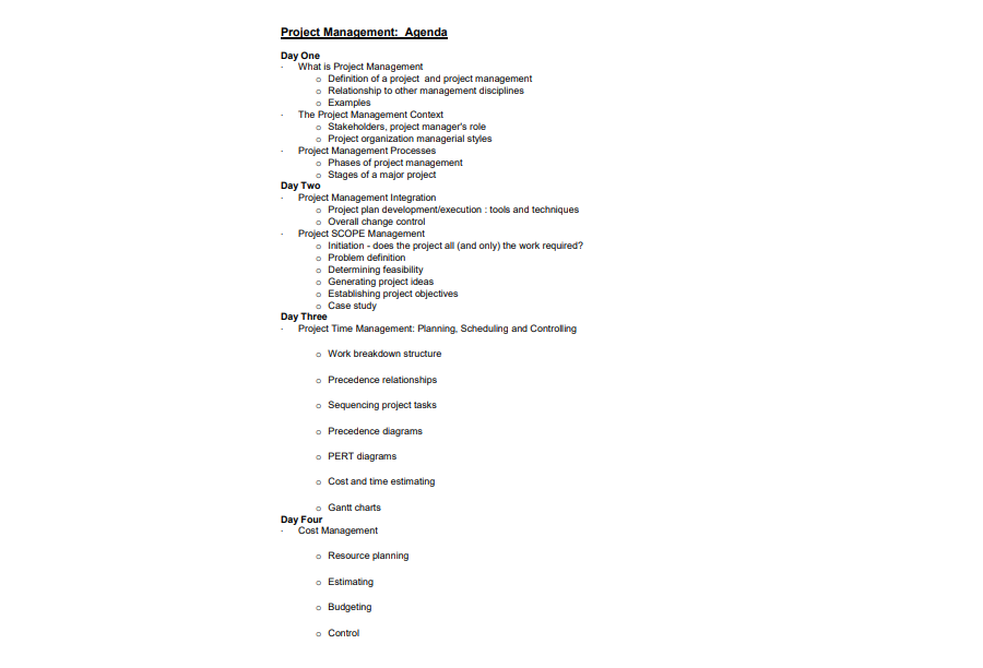 Project management meeting agenda Sample PDF
