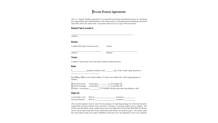 Room Rental Agreements 03