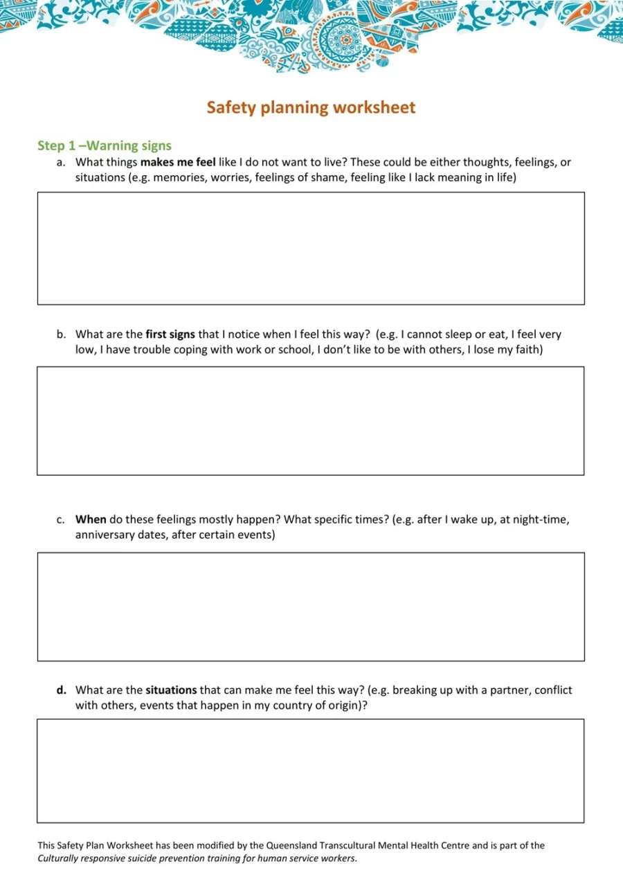 Safety Planning Worksheet Template