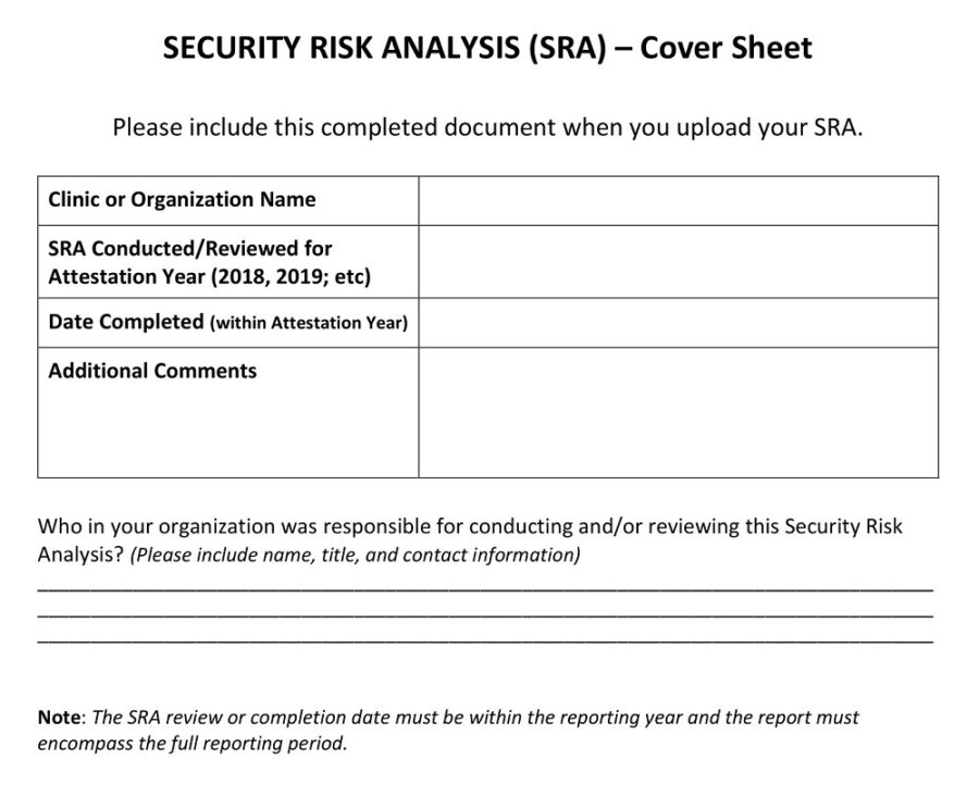 Security Risk Analysis Cover Sheet